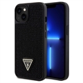 iPhone 15 Plus Guess Rhinestones Triangle Metal Logo Deksel - Svart