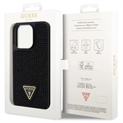 iPhone 15 Pro Guess Rhinestones Triangle Metal Logo Deksel - Svart