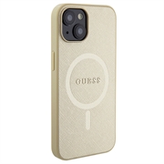 iPhone 15 Guess Saffiano Hybrid-deksel - MagSafe Kompatibel - Beige