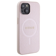 iPhone 15 Guess Saffiano Hybrid-deksel - MagSafe Kompatibel - Rosa