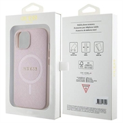 iPhone 15 Guess Saffiano Hybrid-deksel - MagSafe Kompatibel - Rosa