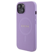 iPhone 15 Guess Saffiano Hybrid-deksel - MagSafe Kompatibel - Lilla
