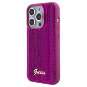 iPhone 15 Pro Guess Sequin Script Logo Deksel - Magenta