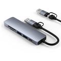HC-13FL USB-C/USB-A-multiporthub - USB 3.0, 2xUSB 2.0, SD/TF-kortspor, USB-C - Grå