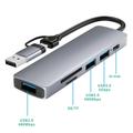 HC-13FL USB-C/USB-A-multiporthub - USB 3.0, 2xUSB 2.0, SD/TF-kortspor, USB-C - Grå