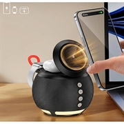 HT-571 5-i-1 magnetisk trådløs lader med Bluetooth-høyttaler og nattlys - svart