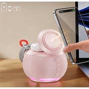 HT-571 5-i-1 magnetisk trådløs lader med Bluetooth-høyttaler og nattlys - rosa