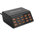 HW15 15-port USB-laderstasjon med digital skjerm - 100W - Svart