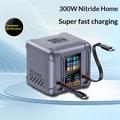 HW866 300W GaN-ladestasjon for skrivebordet med LCD-skjerm og 2 uttrekkbare USB-C-kabler