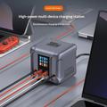 HW866 300W GaN-ladestasjon for skrivebordet med LCD-skjerm og 2 uttrekkbare USB-C-kabler