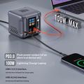 HW866 300W GaN-ladestasjon for skrivebordet med LCD-skjerm og 2 uttrekkbare USB-C-kabler