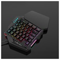 HXSJ Mobilspillsett - Enhåndstastatur, Mus, Hub - RGB