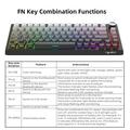 HXSJ X81 mekanisk tastatur med 81 taster og tre driftsmoduser - svart