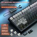 HXSJ X81 mekanisk tastatur med 81 taster og tre driftsmoduser - svart