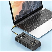 Solcelledrevet powerbank med håndsveiv, 30000mAh, med SOS-alarm, kompass og lommelykt - svart