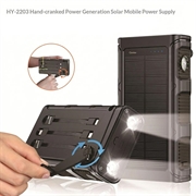 Solcelledrevet powerbank med håndsveiv, 30000mAh, med SOS-alarm, kompass og lommelykt - svart