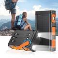 Solcelledrevet powerbank med håndsveiv, 30000mAh, med SOS-alarm, kompass og lommelykt - oransje / svart