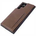Hanman Mika Samsung Galaxy S23 Ultra 5G Deksel med Lommebok - Brun