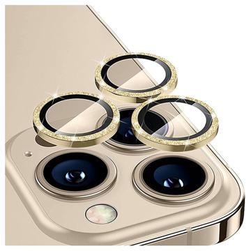 Hat Prince Glitter iPhone 14 Pro/14 Pro Max Kamera Linse Beskyttelse - Gull