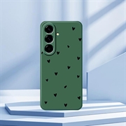 Samsung Galaxy A37 Slim TPU-deksel med hjertemønster - Grønn / Svart