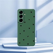 Samsung Galaxy A57 Slim TPU-deksel med hjertemønster - Grønn / Svart