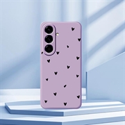 Samsung Galaxy A57 Slim TPU-deksel med hjertemønster - Lilla / Svart