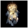 Hjerteformet Vegg Hengende Drømmefanger LED-lampe - Hvit