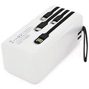 Hepu XL HP210 40000mAh Powerbank med USB-C/Lightning/USB-A/MicroUSB-kabler - Hvit