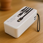 Hepu XL HP210 40000mAh Powerbank med USB-C/Lightning/USB-A/MicroUSB-kabler - Hvit