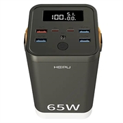 Hepu XXL HP211 60000mAh Powerbank med 2xUSB-C PD, 4xUSB-A - 65W - Svart