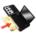 Samsung Galaxy S21 Ultra 5G Hybrid-deksel med Speil og Kortholder - Svart