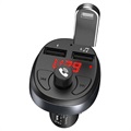 Hoco E41 Dobbel USB-billader & Bluetooth FM-sender - Svart