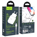Hoco N4 Aspiring Vegglader & Lightning Kabel - 2xUSB, 2.4A - Hvit