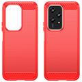 Honor 200 Lite Børstet TPU Deksel - Karbonfiber - Rød