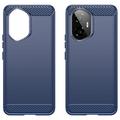 Honor 300 Børstet TPU Deksel - Karbonfiber - Blå