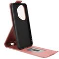 Honor 400 Pro vertikalt flip-etui med stativ - Roségull