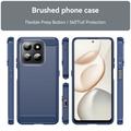 Honor 400 Smart/X7d 4G Børstet TPU-deksel - karbonfiber - blå