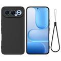 Honor 500 Flytende silikon-deksel med håndstropp - svart
