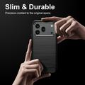 Honor 600/600 Pro Børstet TPU-deksel - karbonfiber - svart