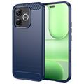 Honor 600 Lite Børstet TPU-deksel - karbonfiber - blå