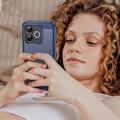 Honor 600 Lite Børstet TPU-deksel - karbonfiber - blå