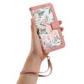 Honor 600 Smart Blomstret lommebokveske med kortspor - Rosa