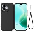 Honor 600e/600 Lite/X80i Flytende silikon-deksel med håndstropp - Svart