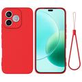 Honor 600e/600 Lite/X80i Flytende silikon-deksel med håndstropp - Rød