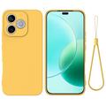 Honor 600e/600 Lite/X80i Flytende silikon-deksel med håndstropp - Gul