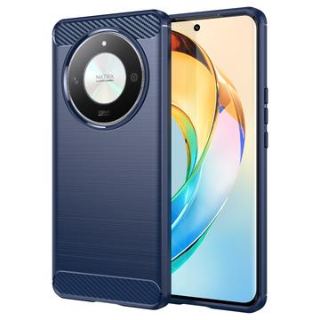 Honor Magic6 Lite Børstet TPU Deksel - Karbonfiber - Blå
