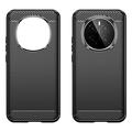 Honor Magic7 Børstet TPU Deksel - Karbonfiber - Svart