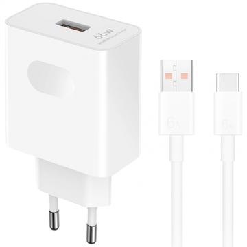 Honor SuperCharge strømadapter med USB-C-kabel HN-110600E00 - 66W - Hvit