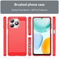 Honor X5c/X5c Plus børstet TPU-deksel - karbonfiber - rød