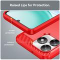 Honor X5c/X5c Plus børstet TPU-deksel - karbonfiber - rød